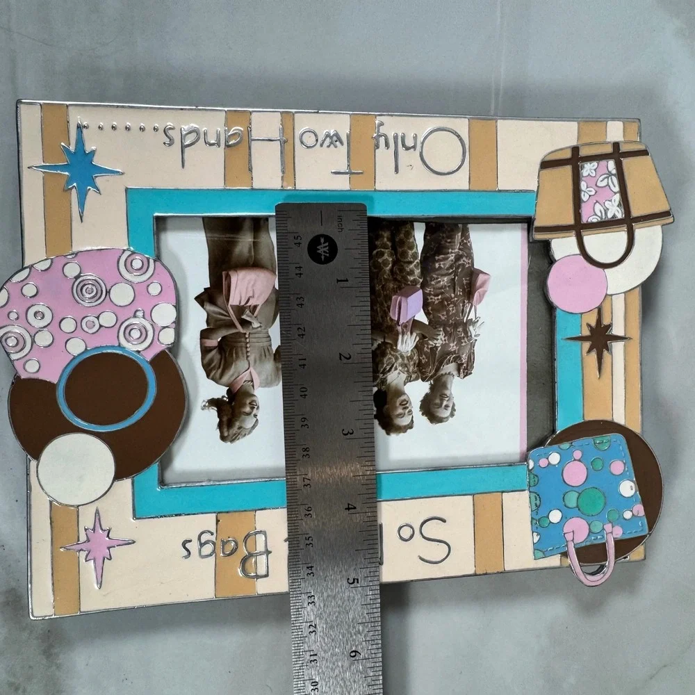 SixTrees Enameled Photo Frame So Many Bags Only Two‎ Hands Shopping Novelty 6x4